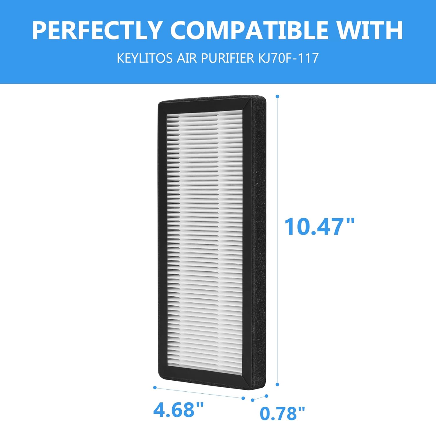 2-Pack KJ70F-117 Replacement Filter, Compatible with Keylitos Purifier KJ70F/KJ70F-117