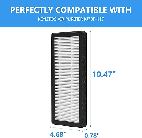 Miniatura 2 de GoKBNY Paquete de 6 filtros de repuesto KJ70F-117 True HEPA, compatible con el purificador de aire Keylitos KJ70FKJ70F-117, prefiltros + filtros