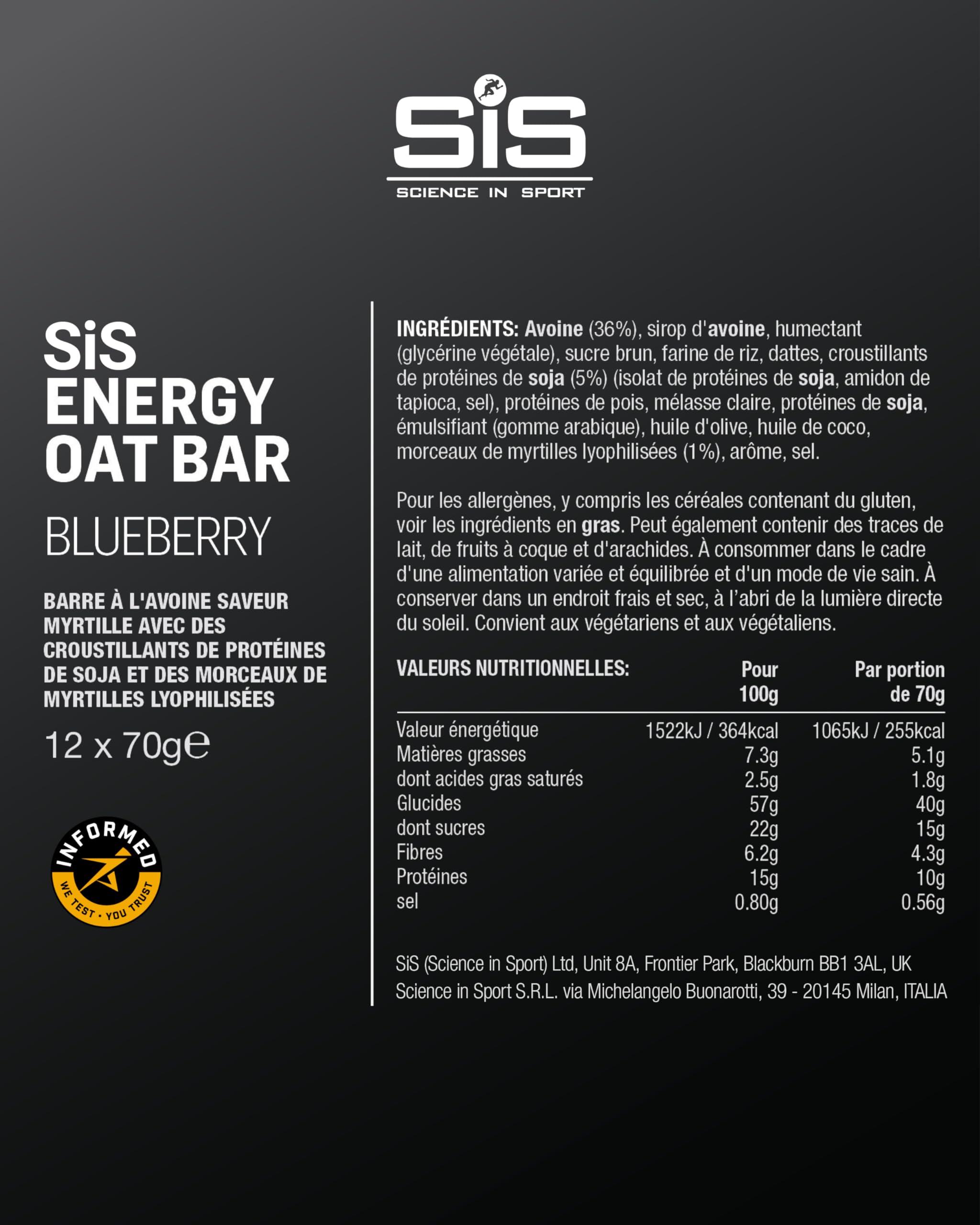 Science in Sport Barretta Energetica all’Avena 70g 12 Pezzi Mirtillo – Con 40g di carboidrati e 10g di proteine, snack gustoso per l’allenamento