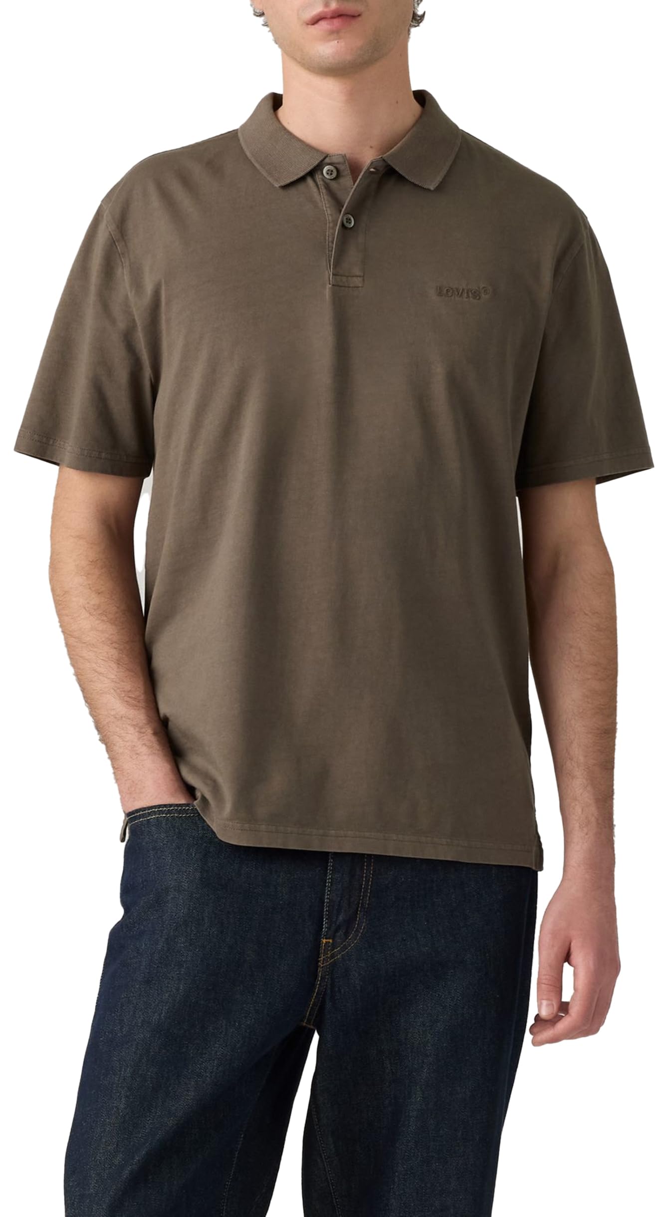 Levi's Authentic Polo Garment Dye Khaki Green G, Garment Dye Khaki Size, L