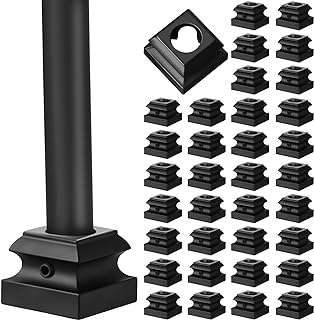 Iron Baluster Shoes Flat Shoe with Screw Set Suitable for 5/8 Inches Round Staircase Balusters Metal Baluster Hardware Shoes Spindle Railing Indoor Outdoor Handrail (32 Pcs)