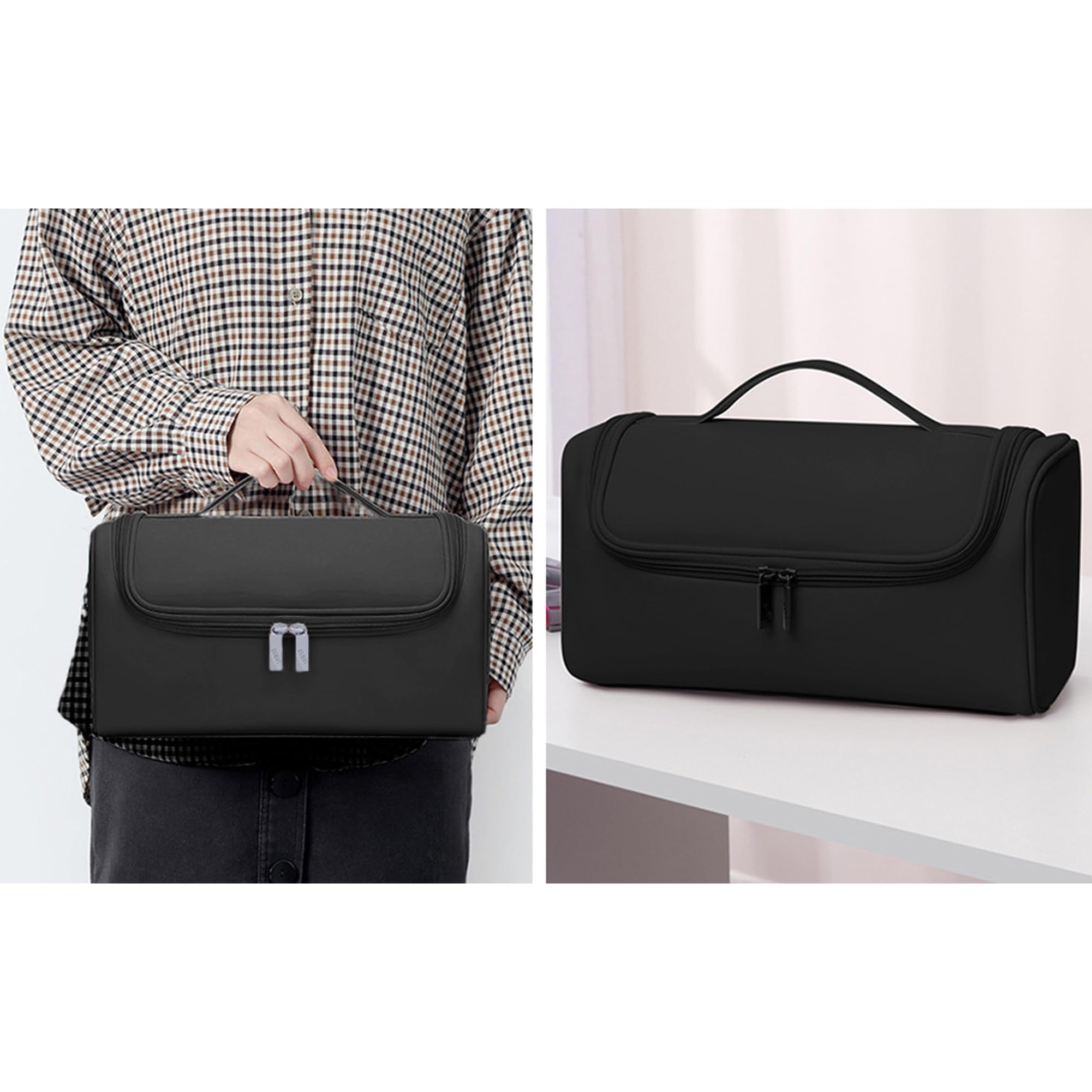 Estuche Organizador de Viaje Impermeable Compatible con Airwrap/Airstrait/Supersonic - Funda Protectora Portátil con Gancho para Plancha de Pelo, Secador, Moldeador y Accesorios (Negro)