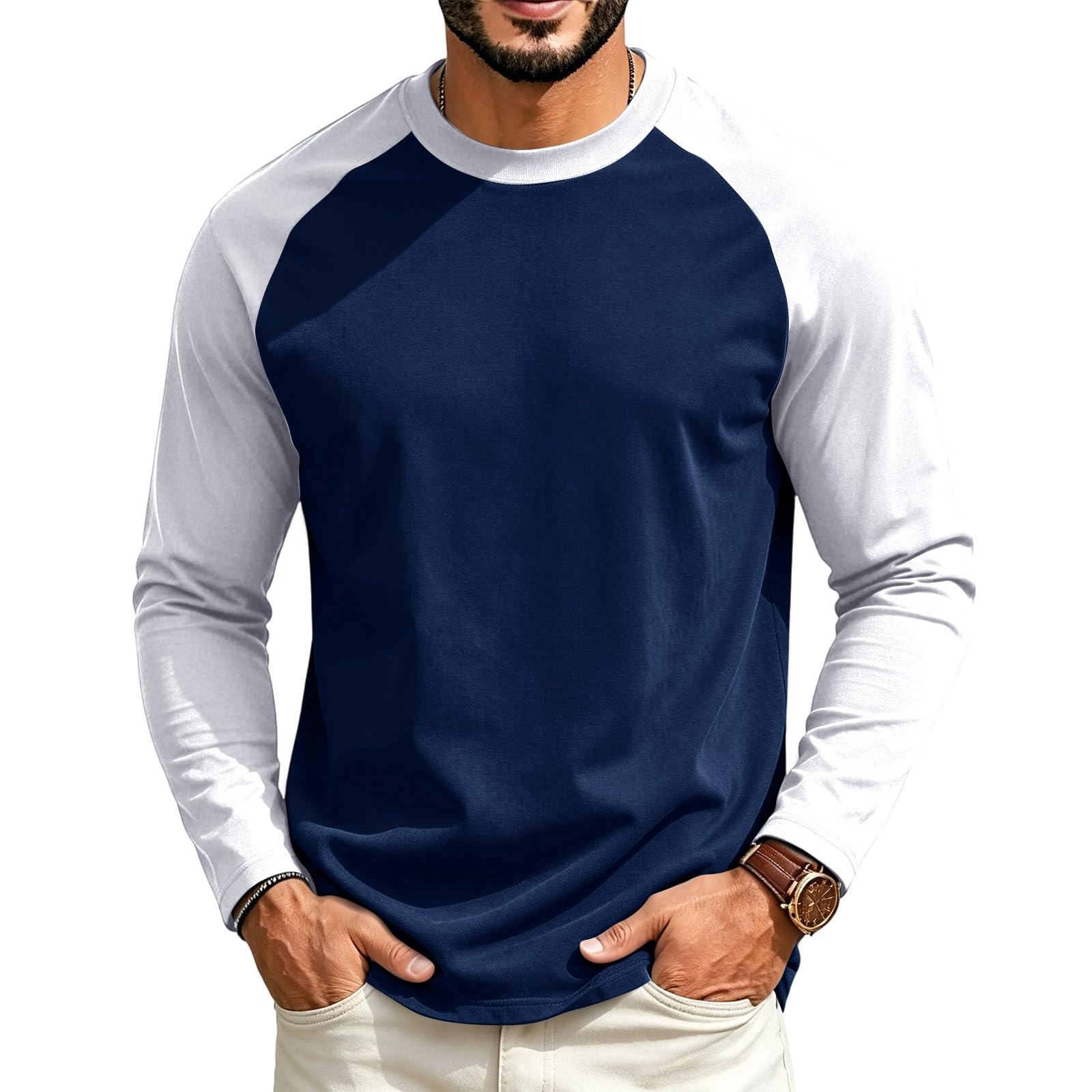 Halloween Crew Neck Shirts Costumes for Men Long Sleeve,05-Navy 3XL — image 1