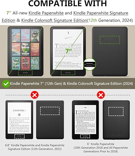 Miniatura 10 de SCSVPN Funda para Kindle Paperwhite de 11 generación 2021 de 6.8 pulgadas y Kindle Paperwhite Signature Edition, ligera funda inteligente de piel