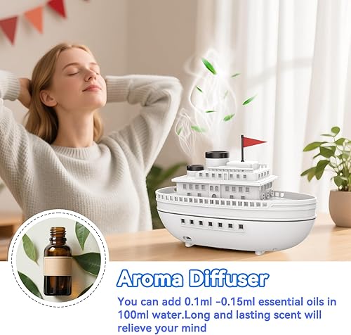 Miniatura 5 de Diffuserlove Humidificador difusor de aromaterapia para barco, 10.1 fl oz, difusor de aceite esencial para el hogar, dormitorio, oficina, barco de