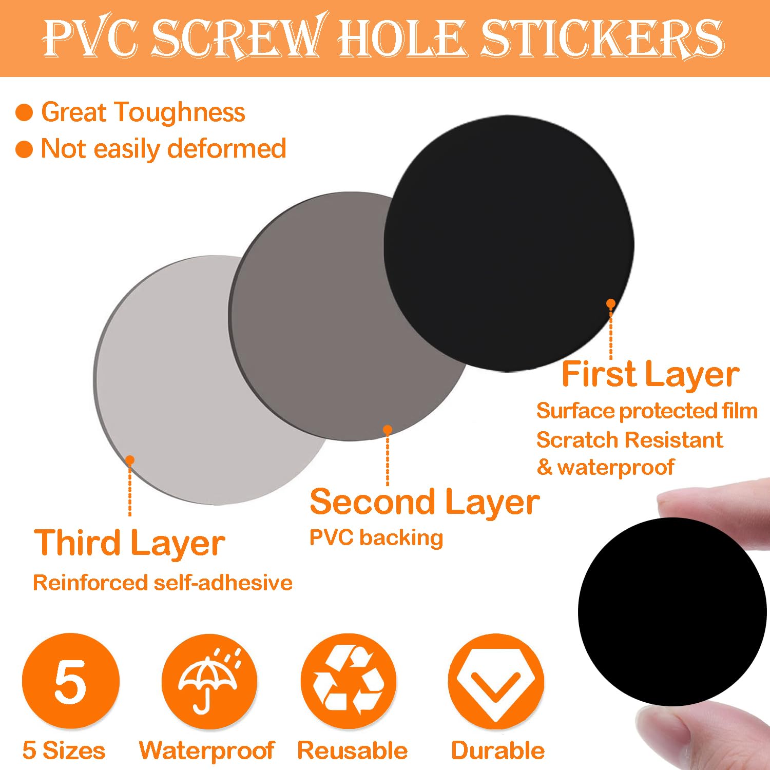 322 Pezzi Tappi Copriviti Adesivi Nero Opaco 12mm 15mm 21mm 30mm 50mm in PVC Tappi Copriforo Copri Viti Tappo di Foro Vite Adesivi Autoadesivi Rotondo per Fori Mobili Armadi Scrivanie Pareti