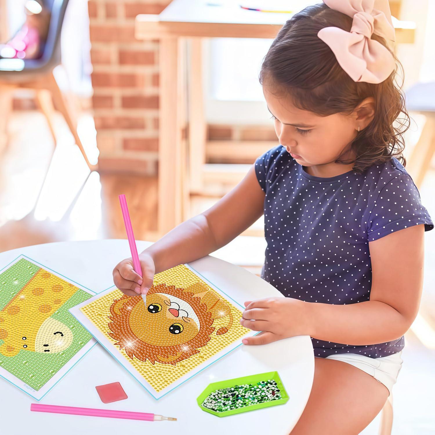 DOMROM Kit Diamond Painting Per Bambini Con Cornice - Mucca - Arte E Mosaico Per Età 6-8-10 Anni - 2