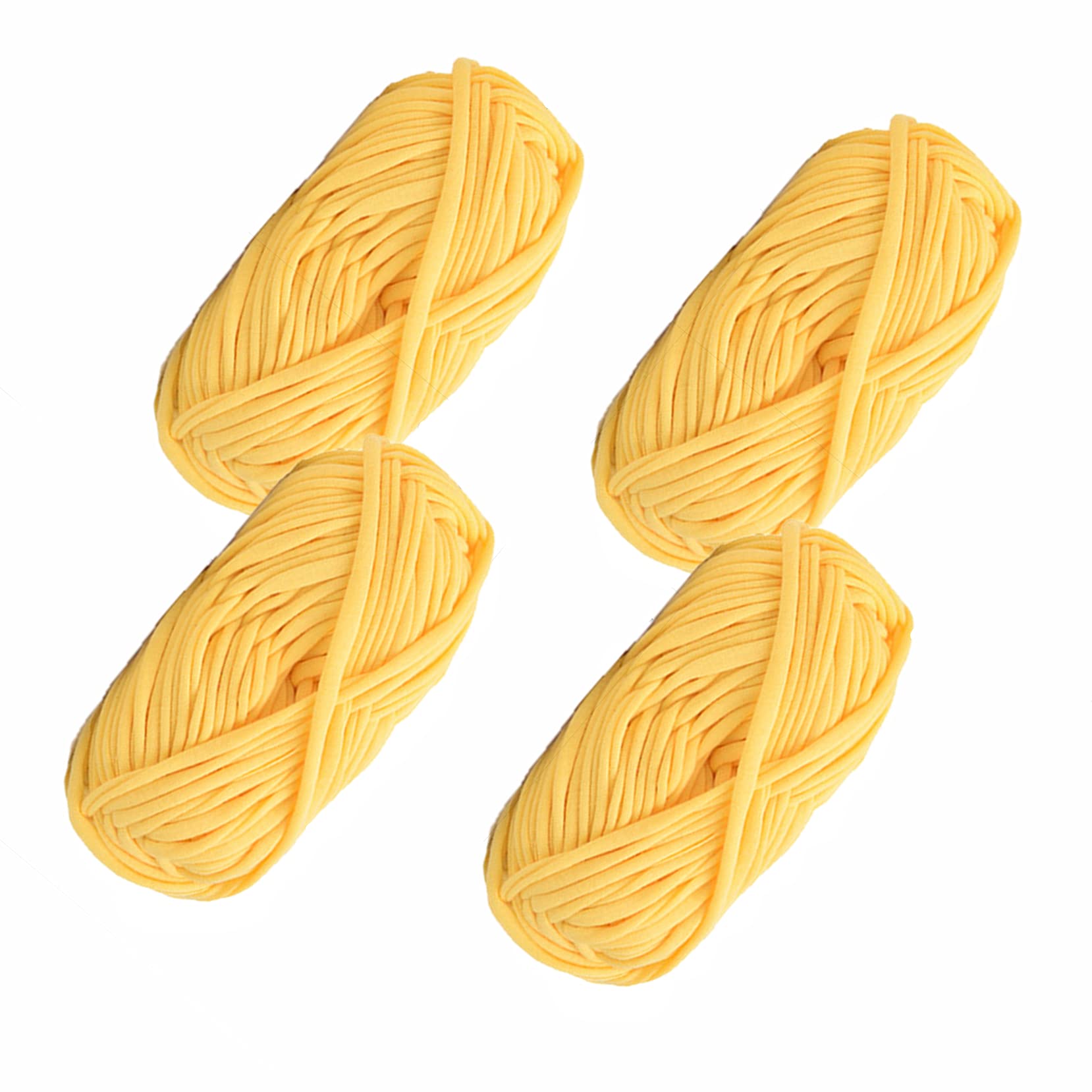 Sean's Choice 4 Pack T-Shirt Yarn Fettuccini Zpagetti Ball, 120 Meter Fabric Cloth Knitting Yarn for Hand DIY Bag Blanket Cushion Crocheting Projects (Bright Yellow)