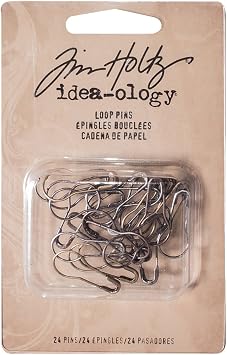Loop Pins by Tim Holtz Idea-ology, Pack of 24, Nickel, Brass and Copper Finishes, TH93200