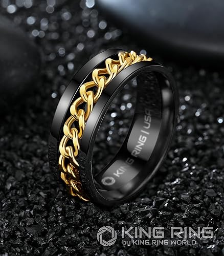 Miniatura 2 de King Ring Anillo giratorio de 0.315 pulgadas Anillo de cadena para hombres y mujeres, anillo giratorio de acero inoxidable, Fidget Spinner, anillos