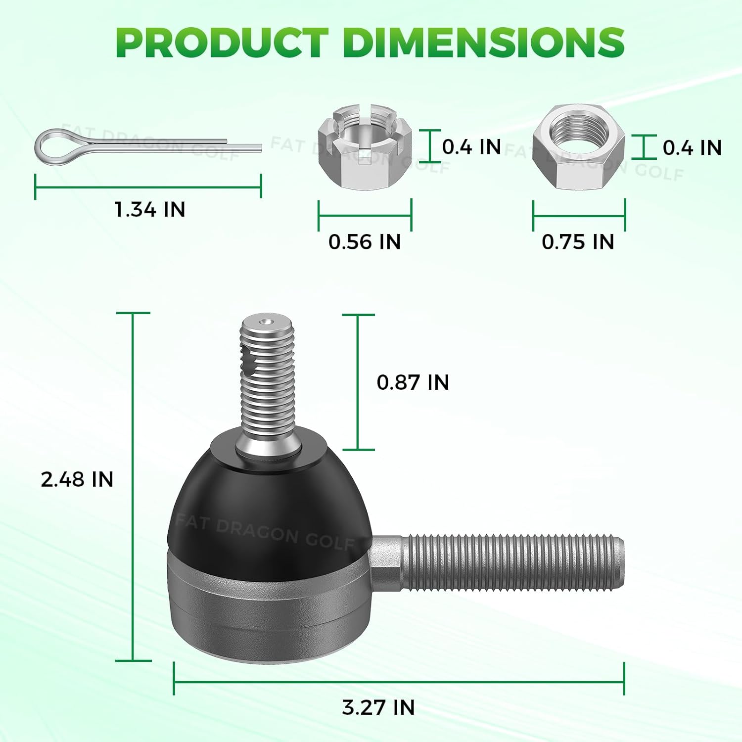 Panglong Golf Cart Ball Joint Kit-Club Car DS Tie Rod End Set of 3, Club Car DS Tie Rod End with Grease Fitting Suitable for 1976-2008 Club Car DS Golf Cart, OEM# 7540, 7539