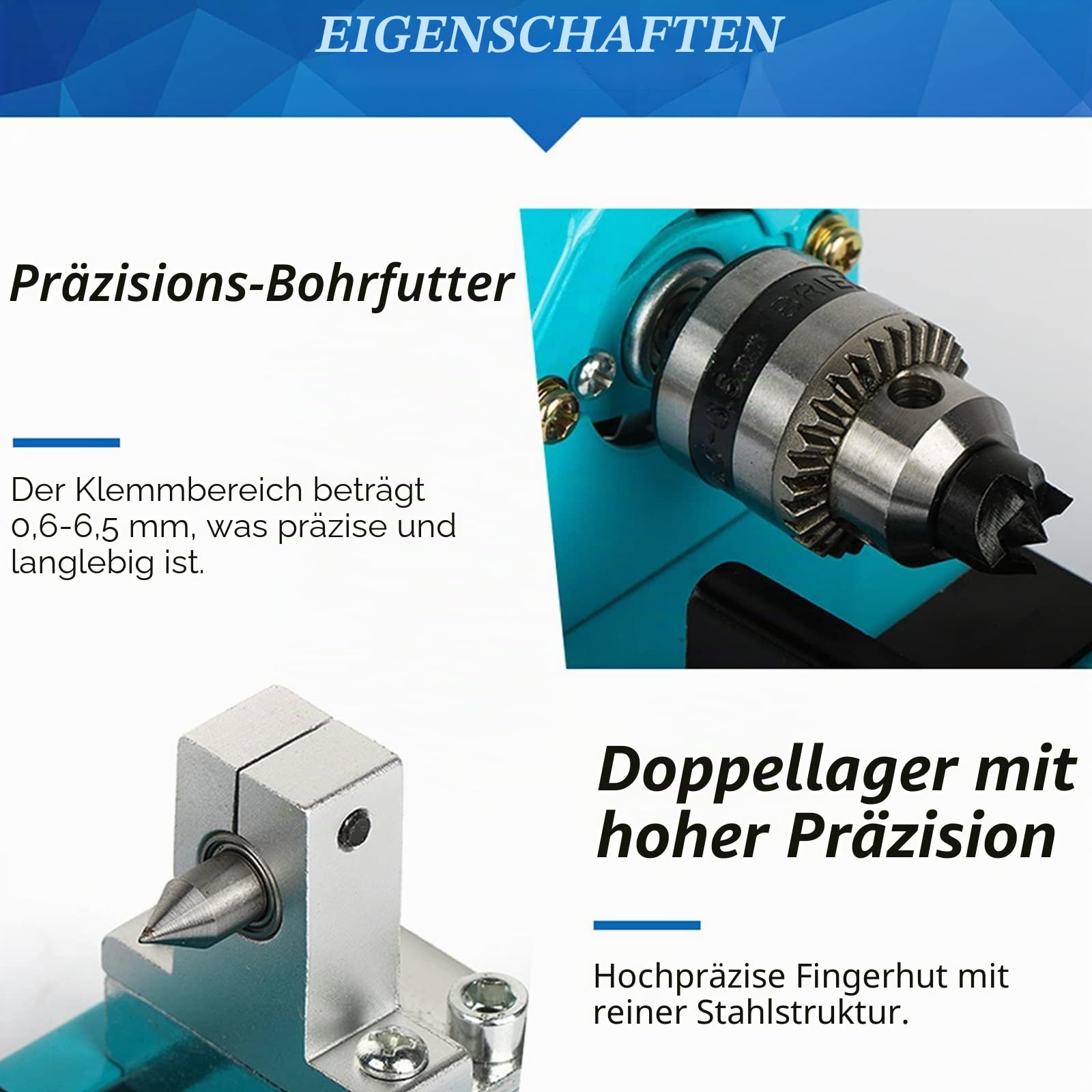 150W Mini Drehmaschine 12-24V Metalldrehmaschine 4000-9000rpm Drehbank Tischdrehbank Silber Drechselbank Zum Drechseln Schnitzen Schleifen und Schneiden von Holz