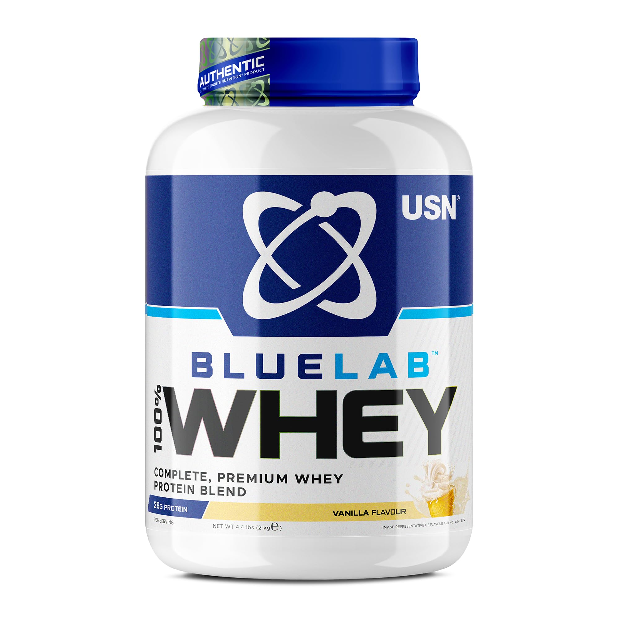 Blue Lab Whey Protein Powder: Vanilla - Whey Protein 2kg - Post-Workout - Whey Isolate - Muscle Building Powder Supplement With Added BCAAs