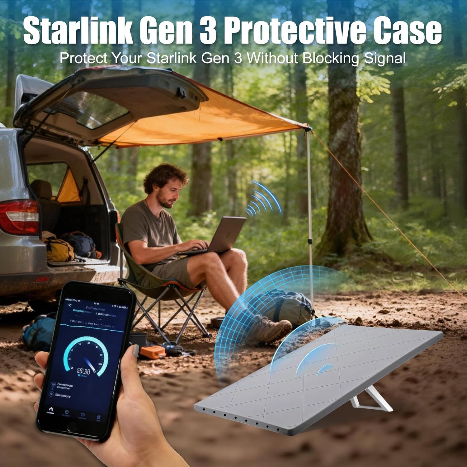 Starlink Gen 3 Protective Cover Case, Waterproof, Holes Can Drain Water, Impact Resistant to Rocks/Sand/Hail(Grey)