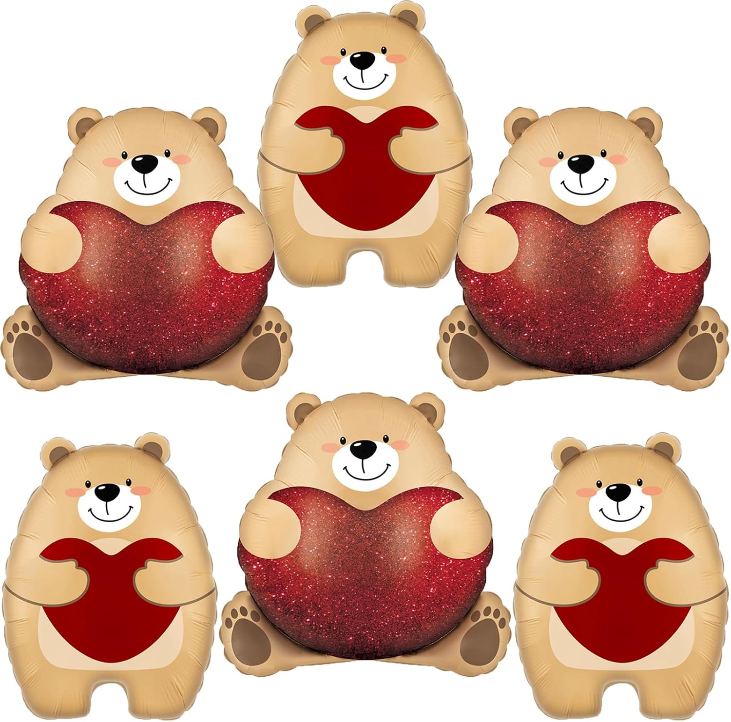 Bear Balloons Valentines Day Bear Foil Balloons for Valentine's Day Wedding Bridal Shower Anniversary Engagement Bear Baby Shower Birthday Party Decorations Supplies 6Pcs