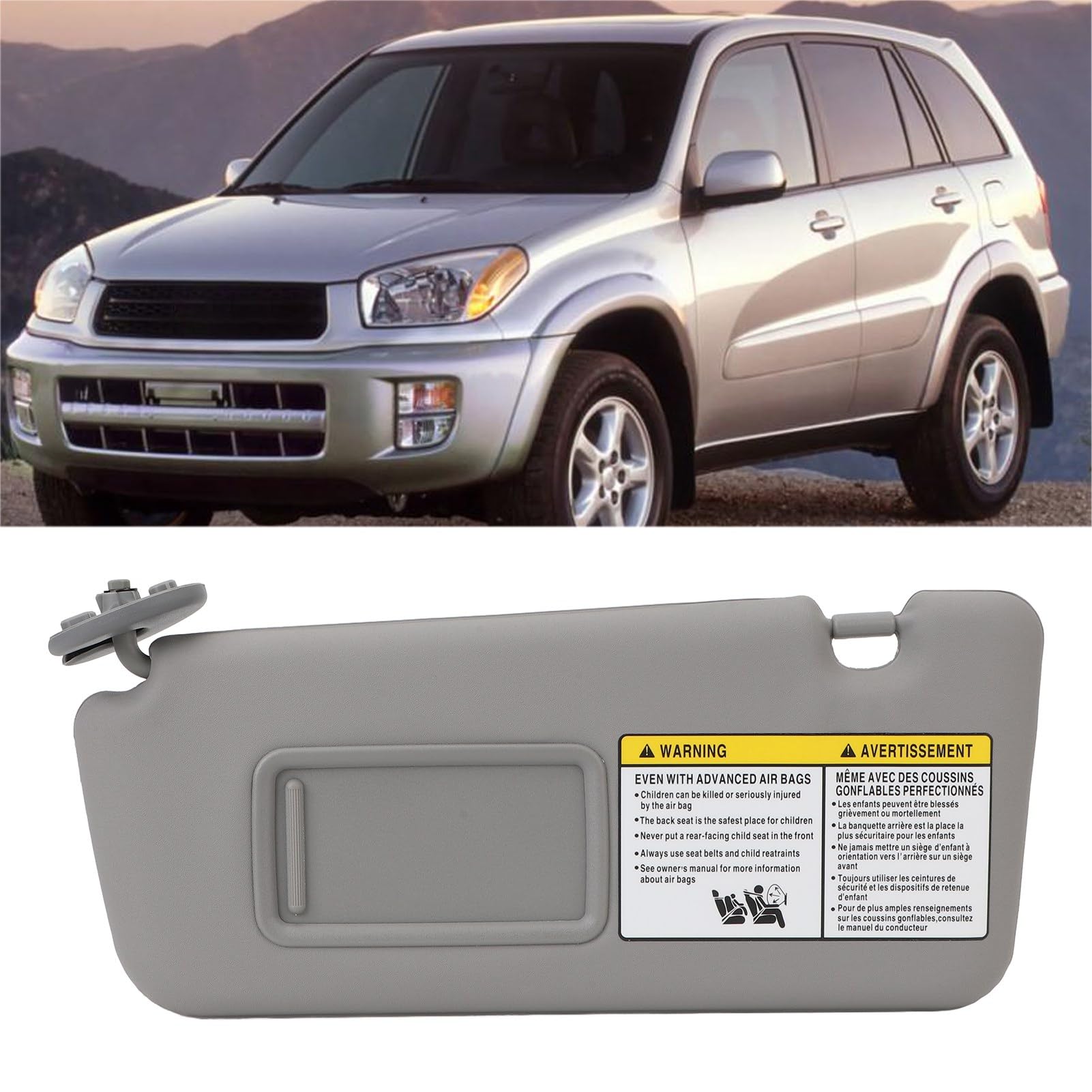 Osłona Przeciwsłoneczna 7432042420B0 Lewa Strona Kierowcy Wielofunkcyjna Osłona Przeciwsłoneczna z Zamiennikiem Lusterka do Makijażu dla RAV4 2004 do 2005