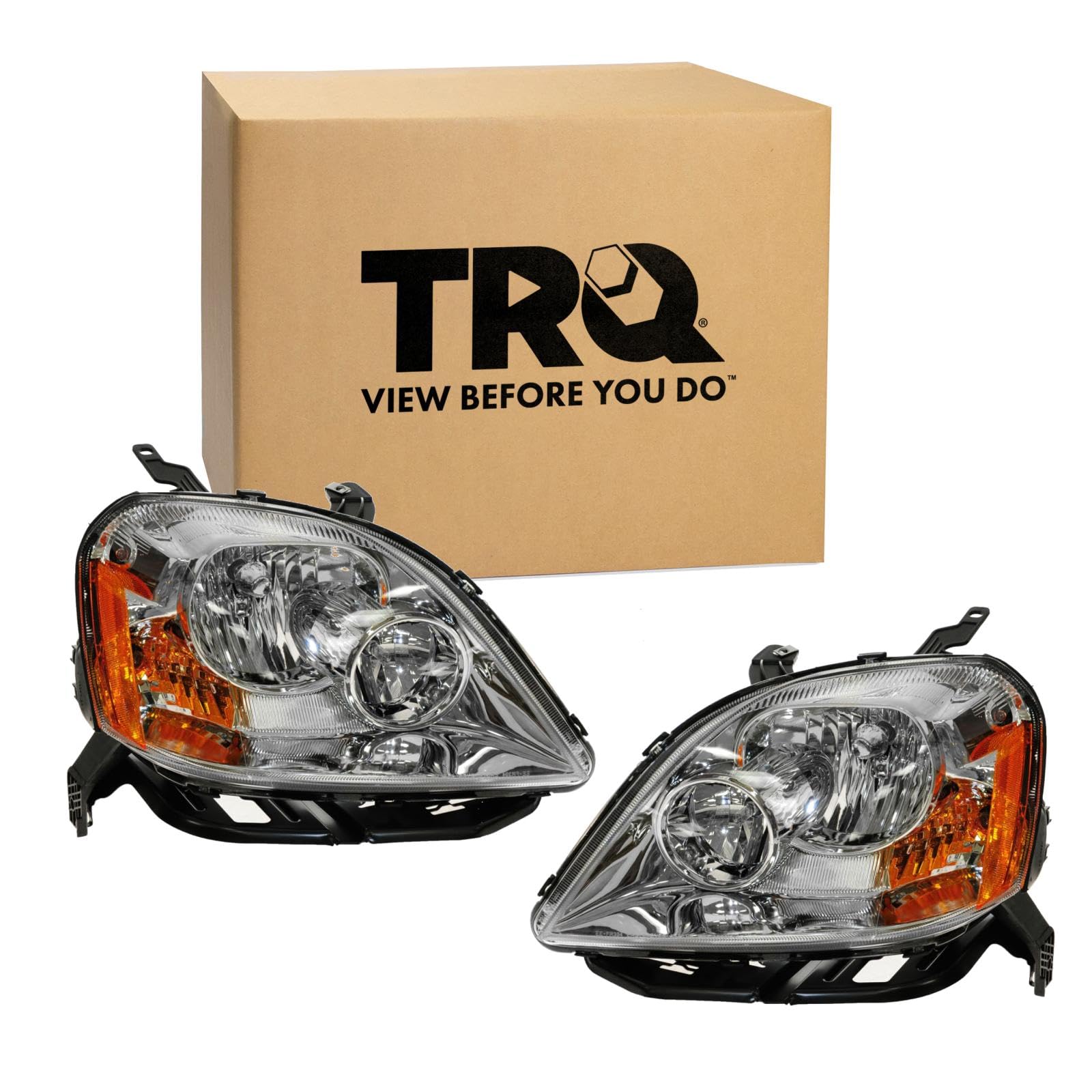 TRQ 2 Piece Headlight Assembly Set Driver &amp; Passenger Side Compatible with 2005-2007 Ford Five Hundred FO2502221 FO2503221