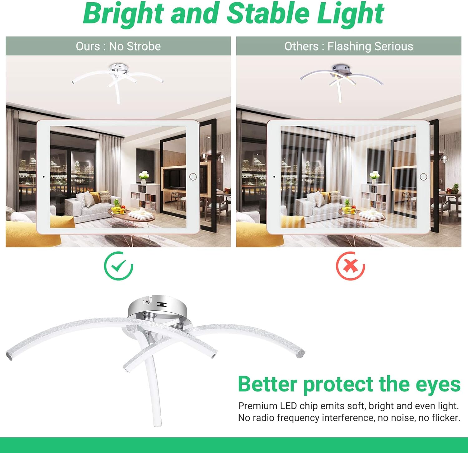 ALLOMN LED Ceiling Light, Elegant Curved Design Ceiling Lights 4 Built
