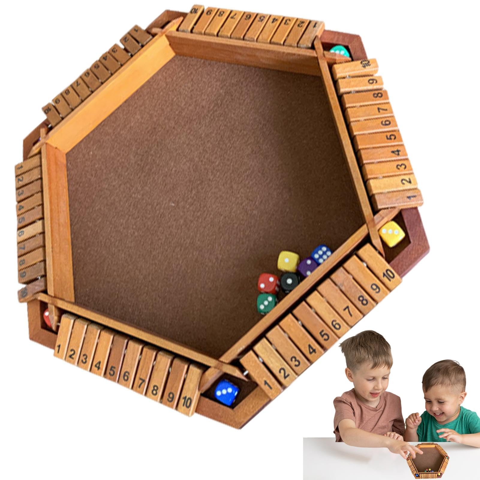 Cerrar la del Juego de Dados, Cerrar la del Juego de | Dados de Viaje, Juego de Dados de Madera Cerrar la Viaje, Shutter Box para 6 Jugadores - Clásico Juego de