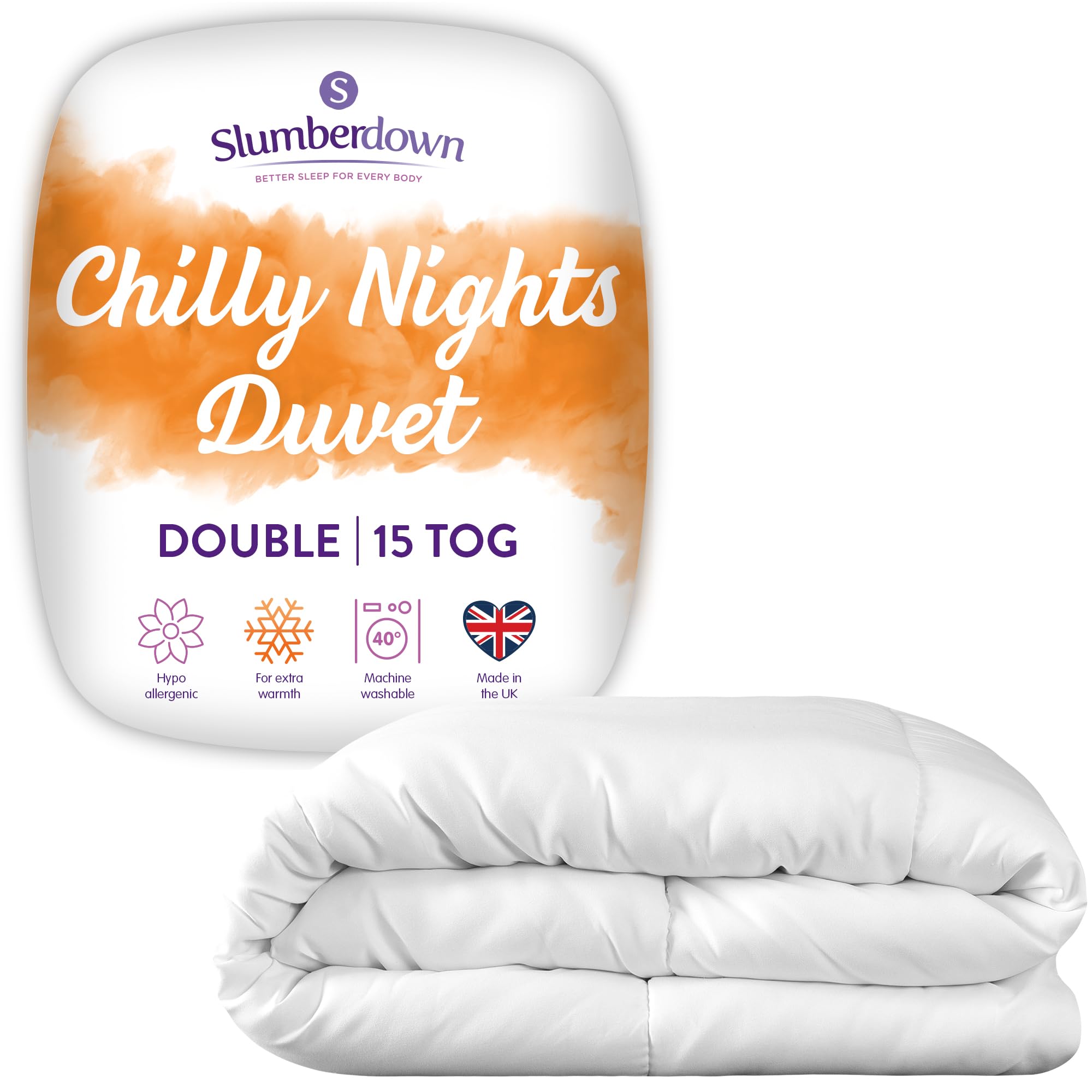 Slumberdown Chilly Nights Double Duvet - 15 Tog Extra Warm u0026 Thick  Heavyweight Quilt Ideal for Cold
