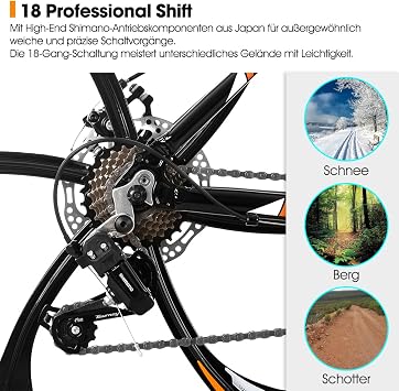 HILAND 26 inch mountain bike for adults 3/6 spoked bike 18 speed men's mountain bike with double disc brake 26 inch MTB aluminum frame bike