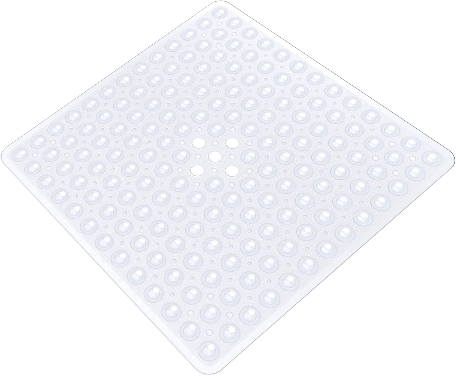 xeepp Square Shower Mat with Suction Cups, 53 x 53cm, Clear Non Slip
