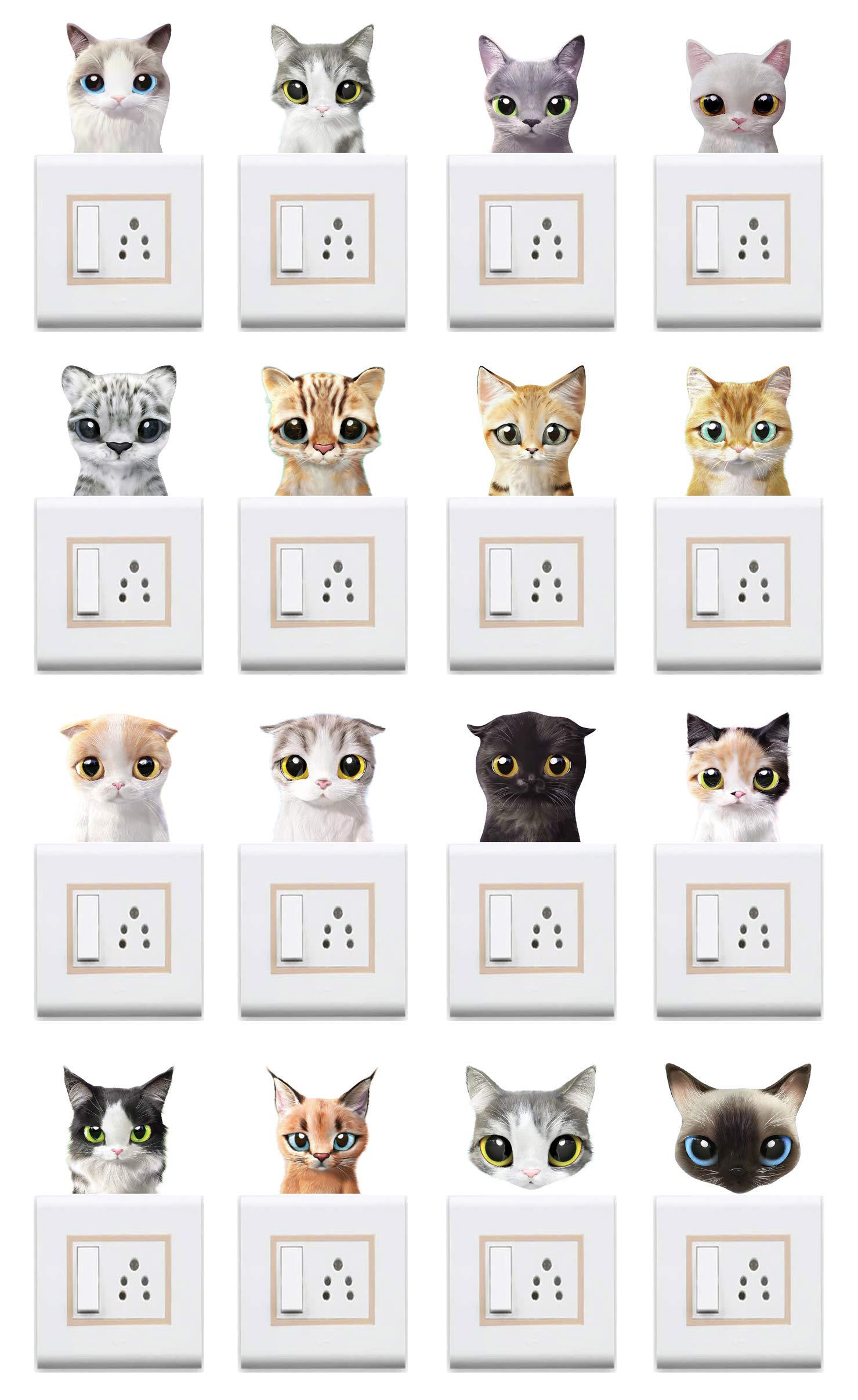 WallDesign Cute Cuddly Cats Switchboard Sticker - Set of 16 (B0922LY5ZP) Amazon Price History, Amazon Price Tracker