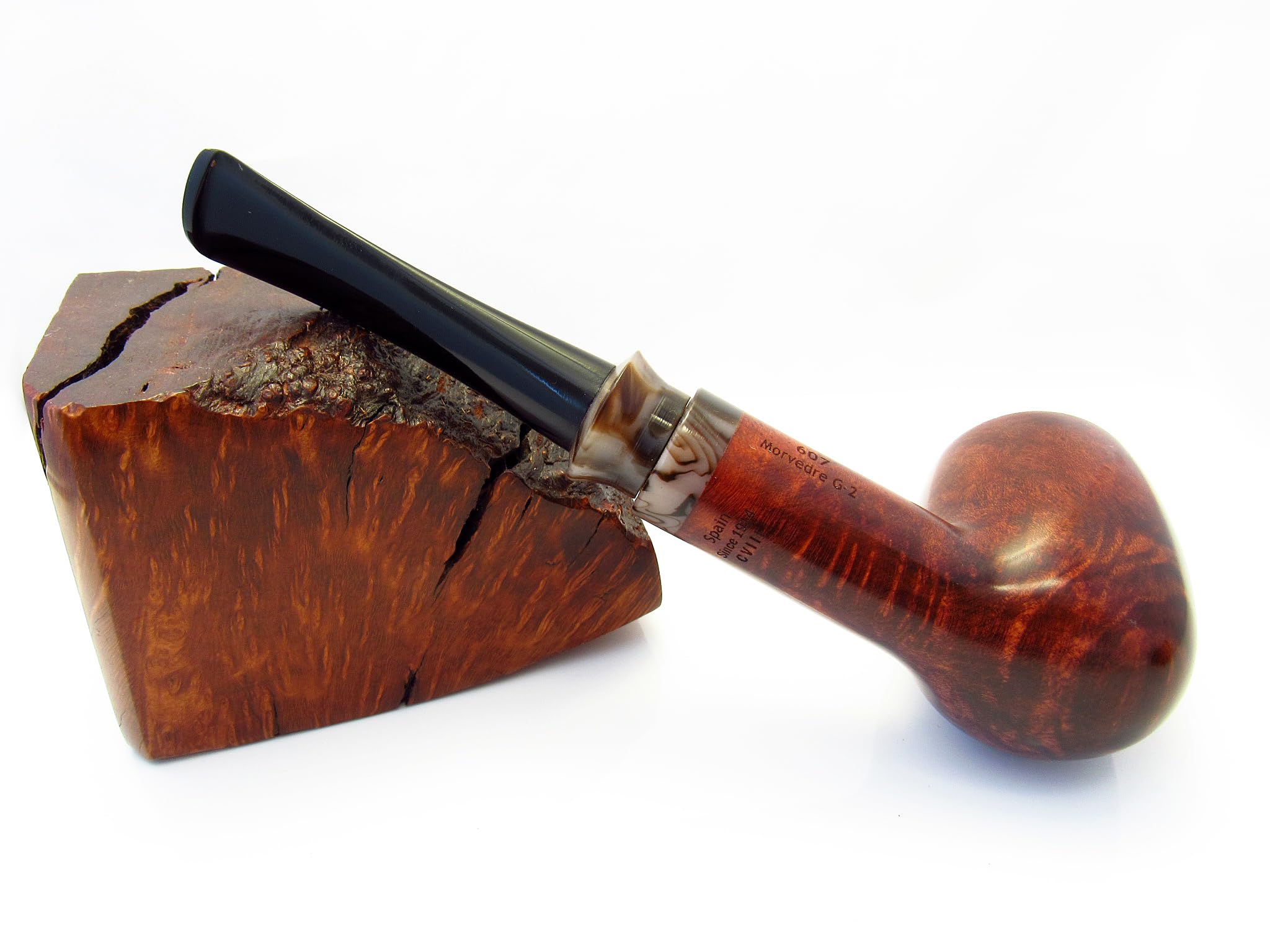 Pipa de tabaco de madera hecha a mano "Billar" diseñada para fumadores de pipa y caja (Millenium Morvedre)