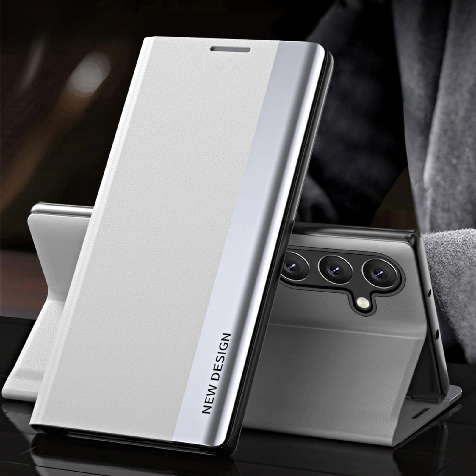 Coque Samsung S25 Ultra étui blanc抗摔翻盖皮套带支架防刮伤 - 8