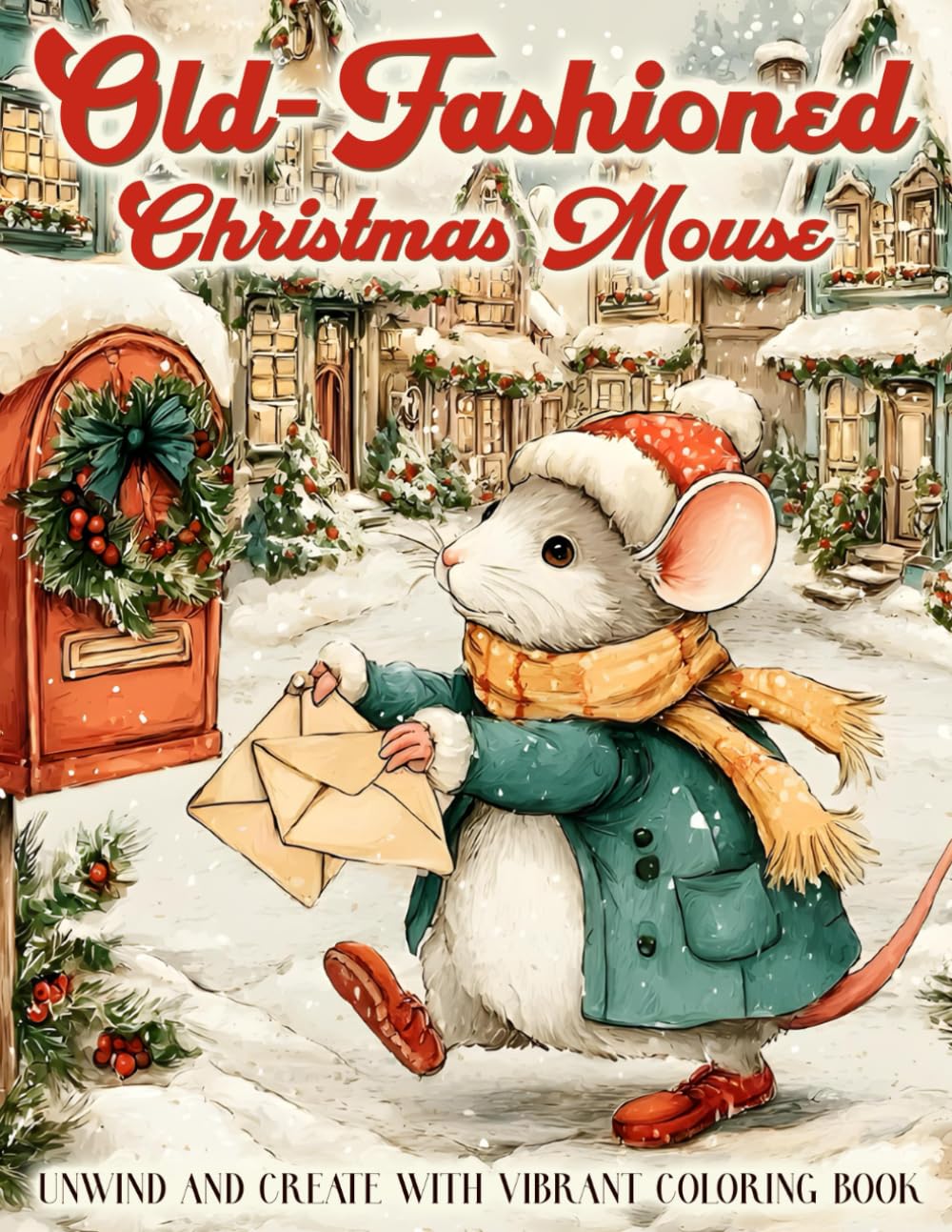 Old- fashioned Coloring Book: A Nostalgic Holiday Coloring Page Featuring Adorable Mouse Scenes and Vintage X-mas Charm for All Ages