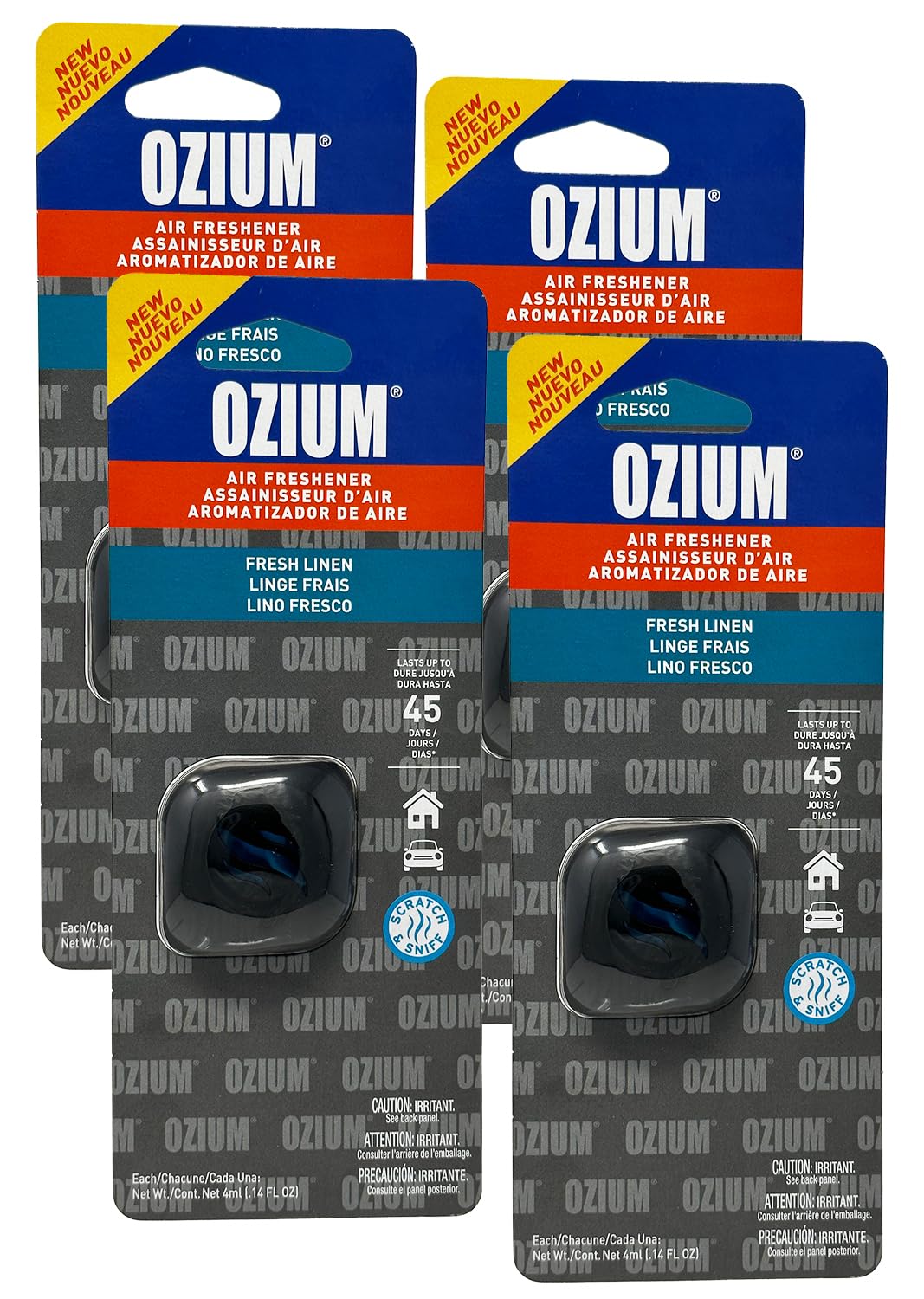 Ozium Membrane Car Vent Clip AC Air Fresheners Car Air Freshener and Car Odor Eliminator (Fresh Linen, 4 Packs)