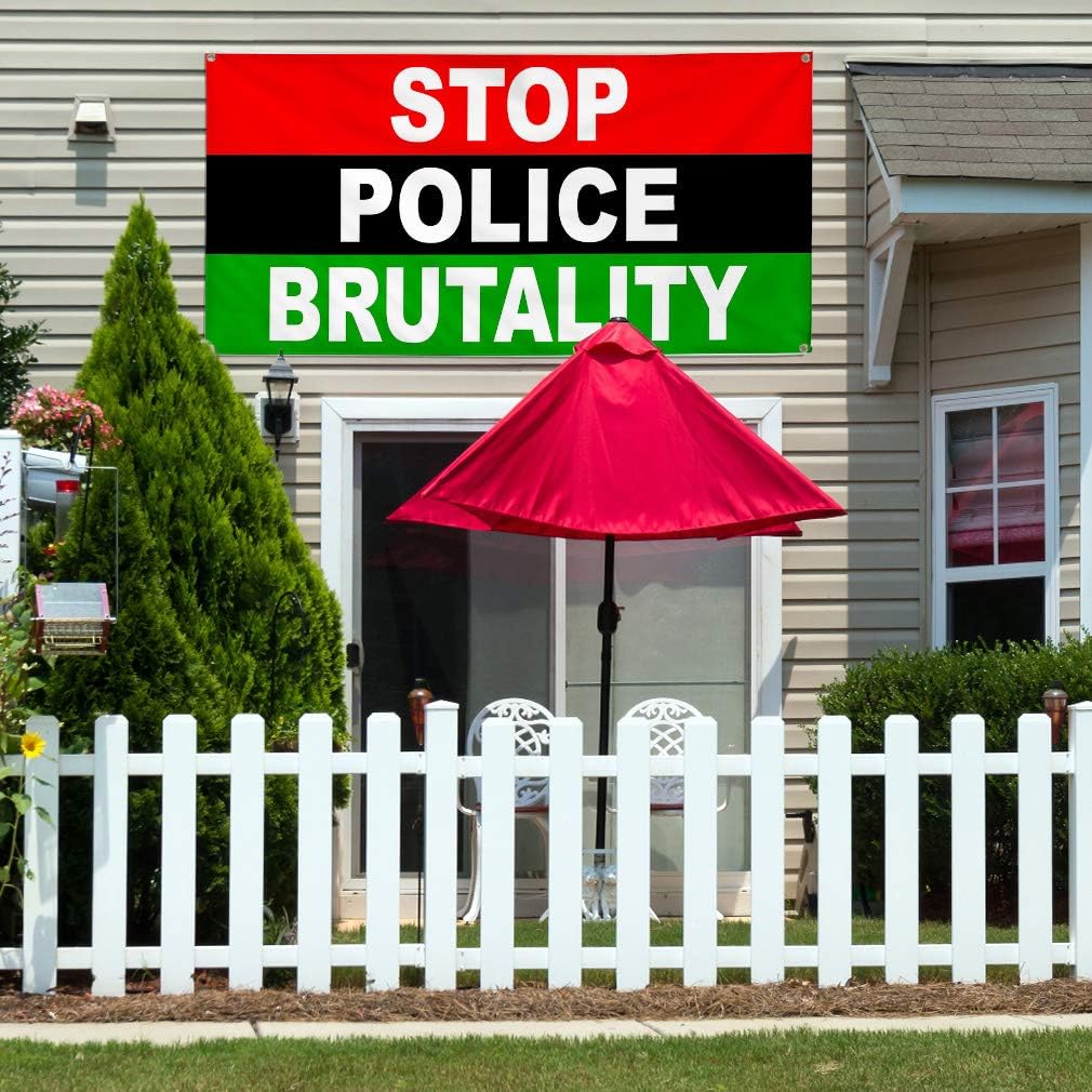 Vinyl Banner Multiple Sizes Stop Police Brutality Flag Lifestyle Outdoor Weatherproof Industrial Yard Signs Red 4 Grommets 24x36Inches