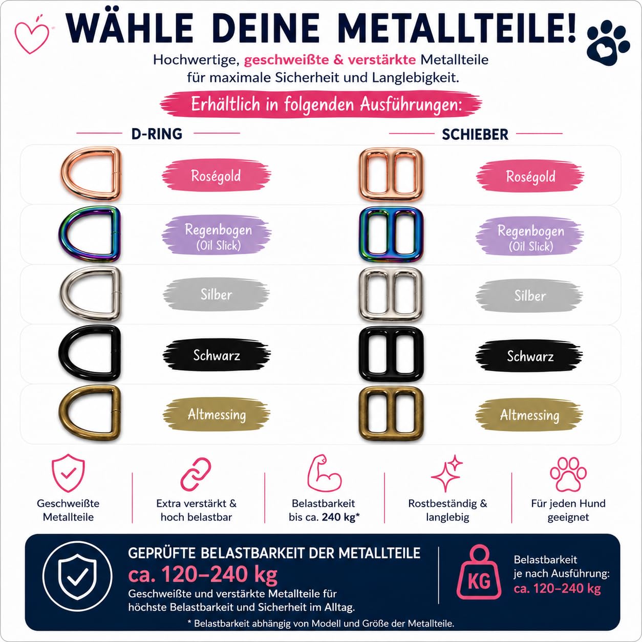 Collar para perro con etiqueta de nombre personalizada, hecho a mano en Austria, piezas de metal reforzado y diseño vaquero, para perros pequeños y grandes (S, cristal arcoíris)