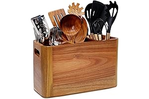 Acacia Wooden Kitchen Utensil Holder for Countertop Organization