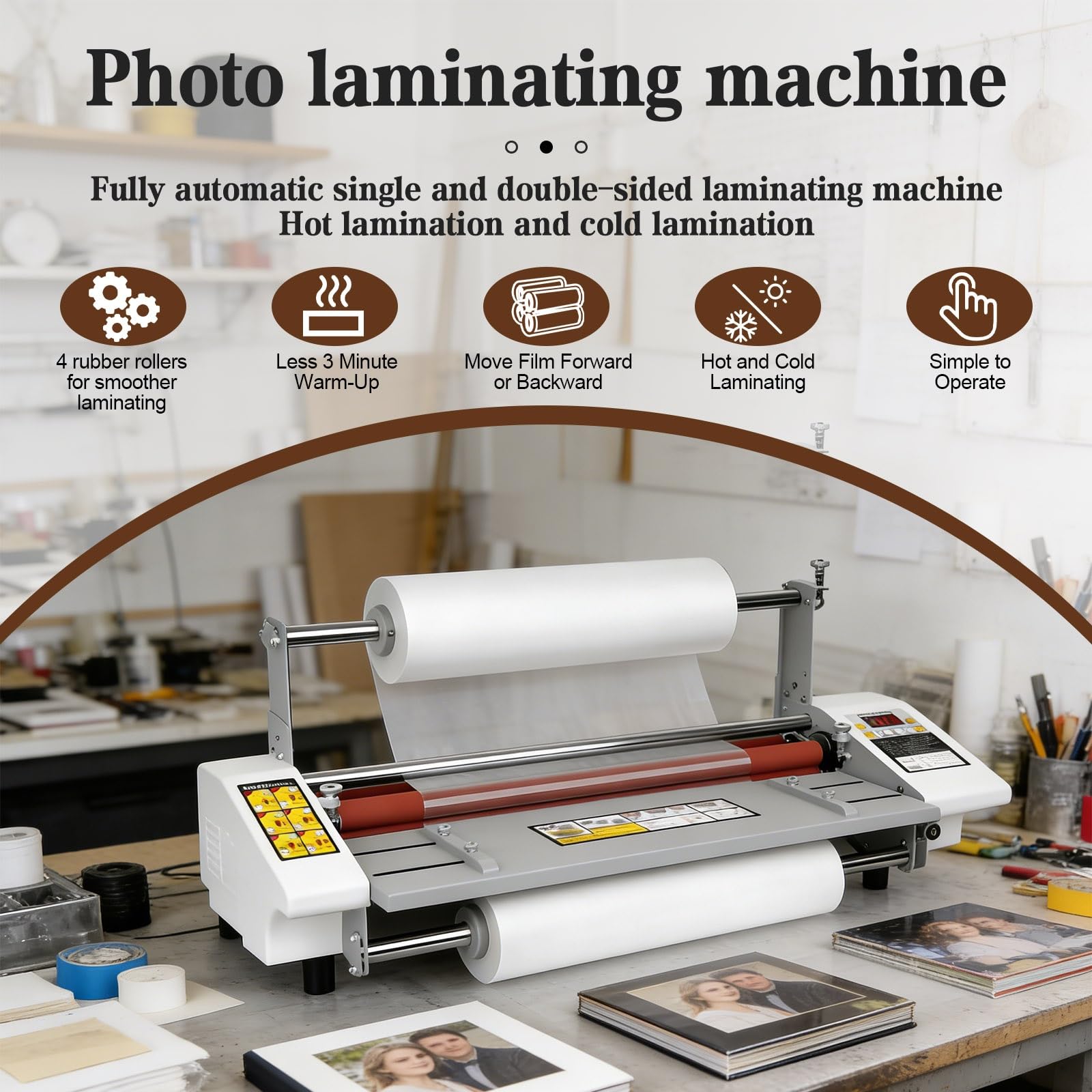 Laminatrice a Velocità Regolabile E Laminatrice Professionale per Laminazione Di Documenti E Carte Di Visita, Perfetta per Uffici E Studi Professionali