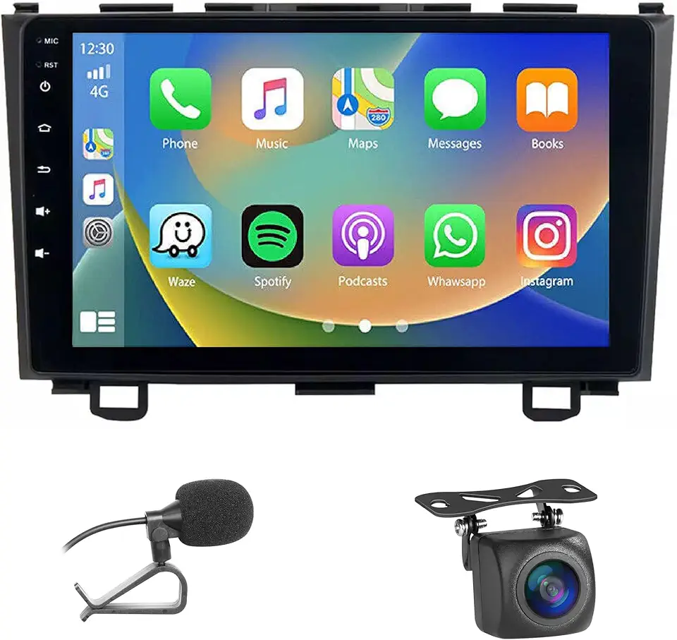 Rádio estéreo automotivo para Honda CRV 07-11, 2 + 32 GB sem fio Carplay e Android Auto 4G + WiFi Navegação GPS Unidade de cabeça de tela sensível ao toque de 22 polegadas com câmera de backup HD