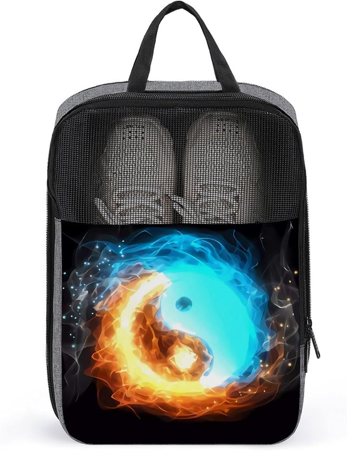 Yin Yang Fire And Ice Shoe Bag Portable Shoes Storage Bag Travel Luggage Shoe Organizer Waterproof Travel Shoe Pouch with Zipper Sneaker Bags Shoes Dust Bag for Men Women
