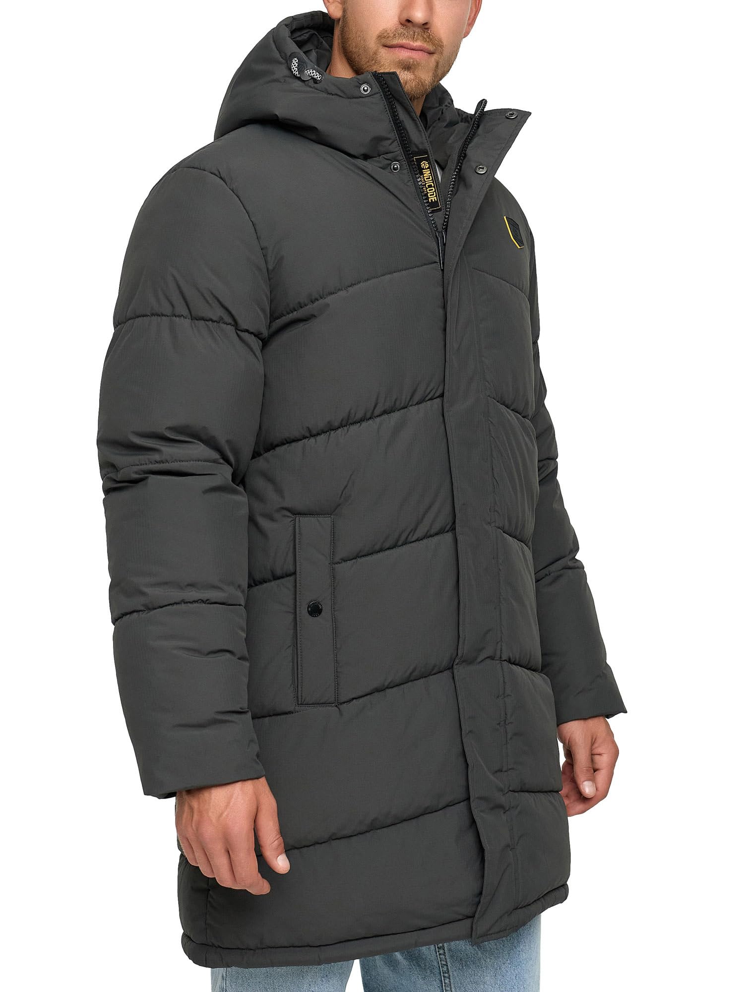 Indicode Chaqueta INPazze para hombre con capucha y forro polar | Abrigo de invierno para hombre Chaqueta acolchada para hombre, gris, XXL