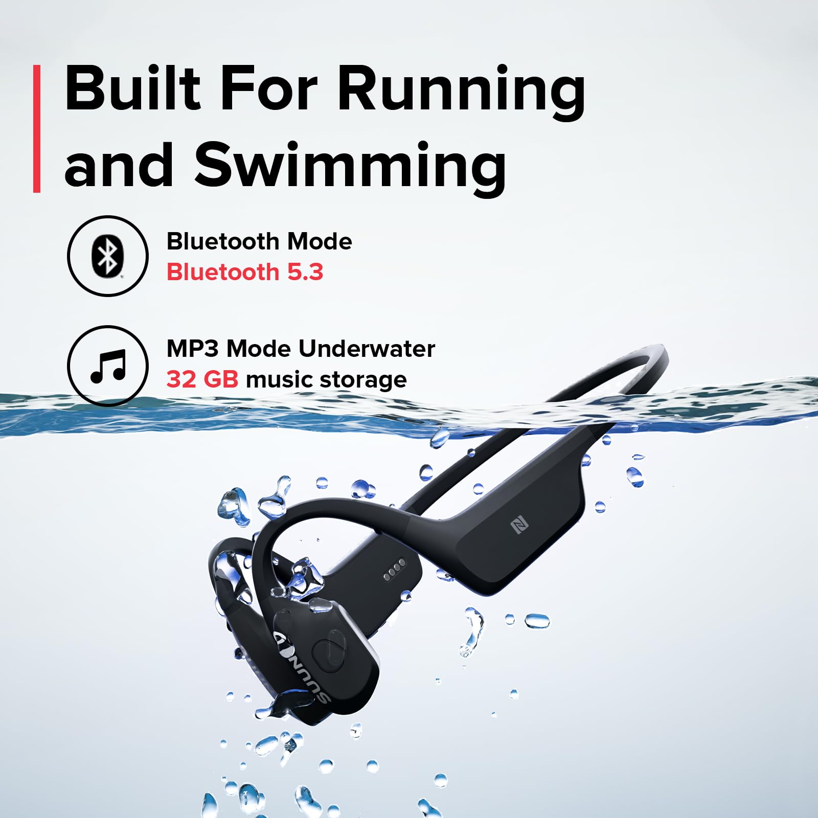 SUUNTO Aqua Open-Ear Swimming Bone Conduction Headphones - Dettaglio