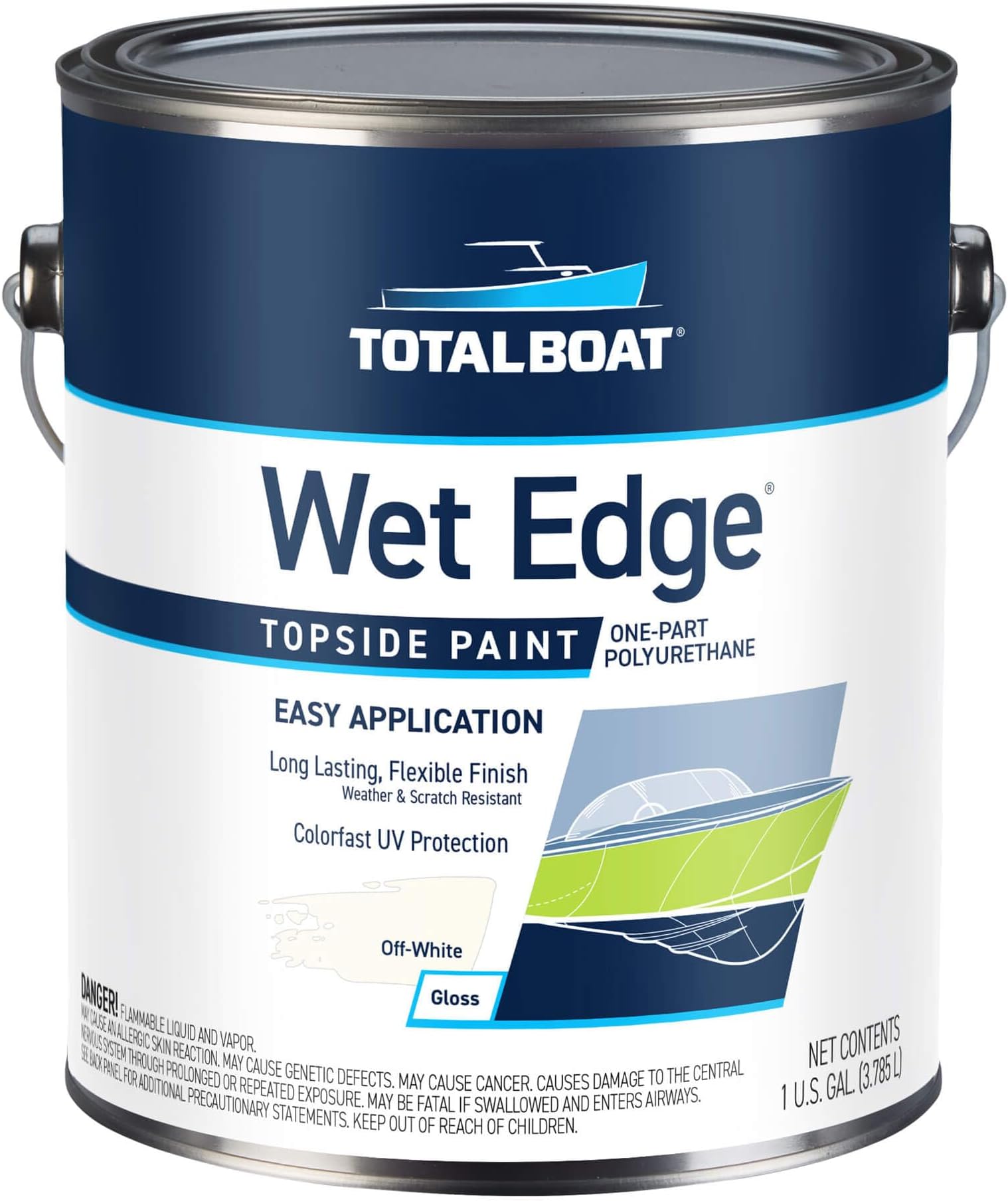 TotalBoat Wet Edge Topside Marine Paint Premium Polyurethane Coating for Boats, RVs, Exterior Trim, Fiberglass, Metal, and Wood (Off-White, Gallon)