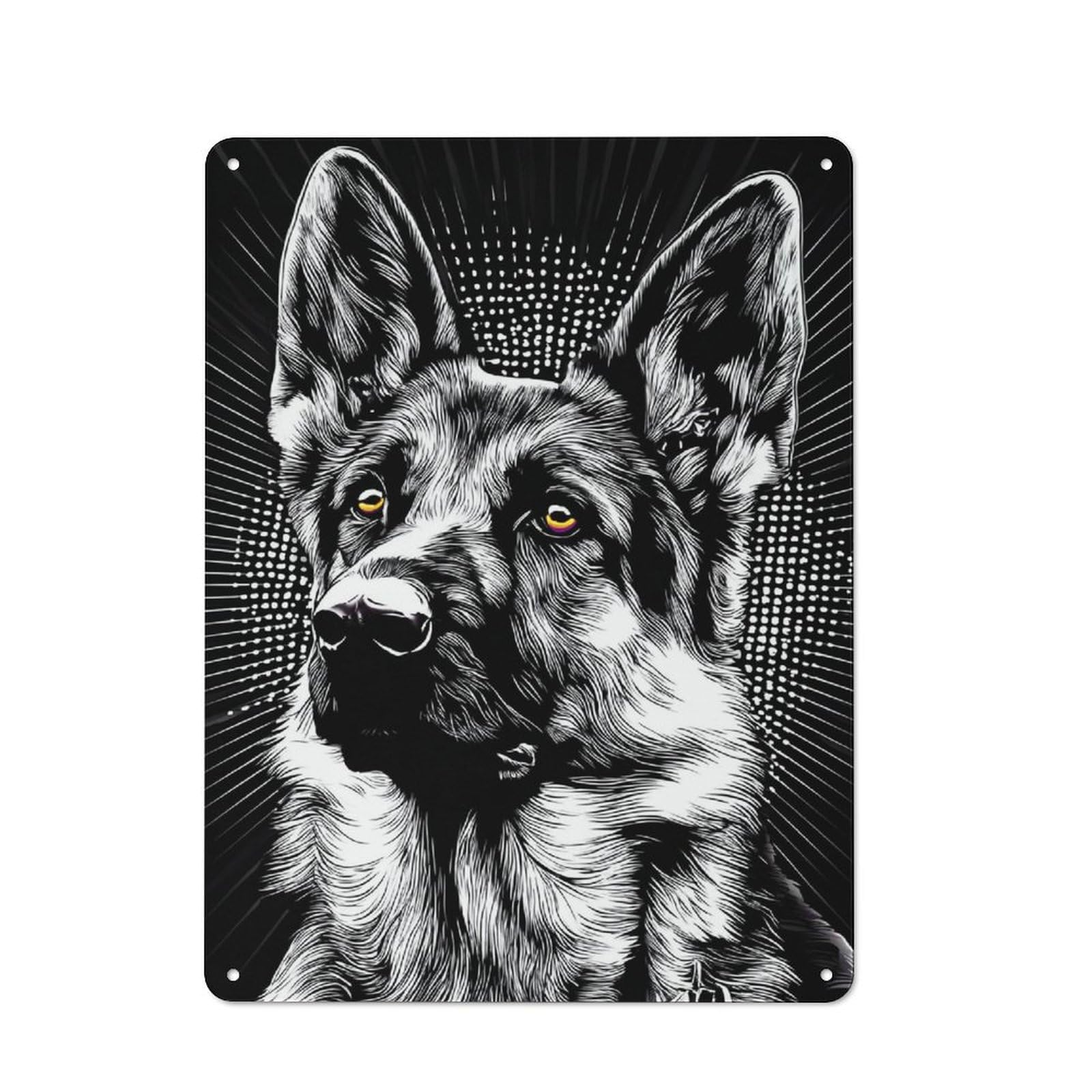 Junmoney Stylish German Shepherd Portrait Metal Wall Sign 40X30cm Featuring For Home Bar Wall, New Home Wall Decor For Hosts Who Enjoy Retro Interiors