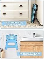 Vista 158 de Dyforce Taburete plegable de 13 pulgadas, taburetes resistentes para adultos y niños, taburetes de pie compactos, taburete plegable ligero