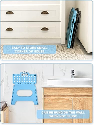 Miniatura 158 de Dyforce Taburete plegable de 9 pulgadas, taburete para niños, taburetes resistentes para adultos, taburetes de pie compactos, taburetes ligeros para