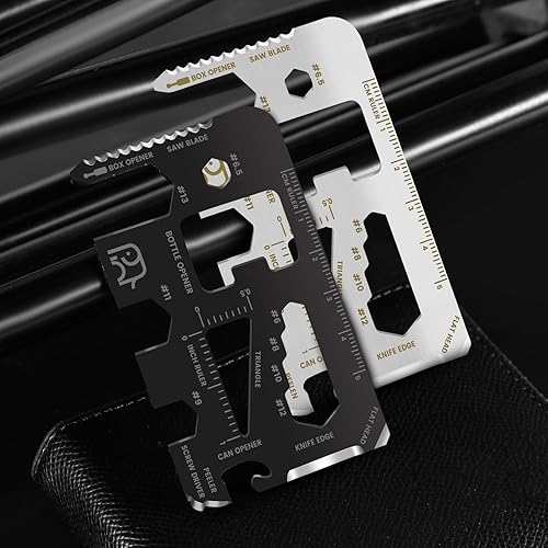 Miniatura 7 de Cartera multiherramienta 20 en 1, regalos de Navidad de elefante blanco para hombres, herramientas de tarjeta de crédito para maridos, papás, novios