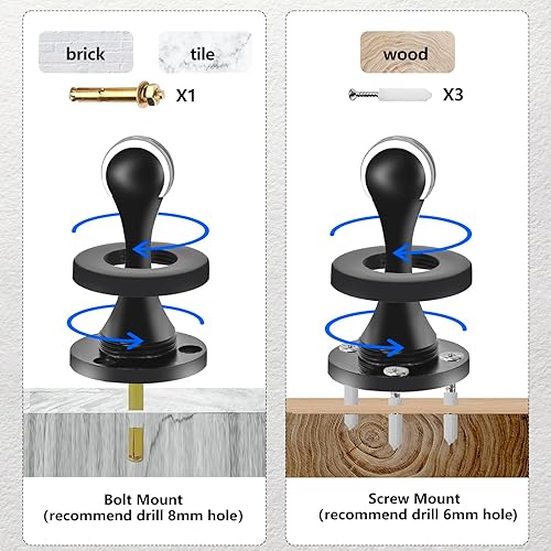 Miniatura 3 de HOMOTEK Paquete de 2 topes magnéticos para puerta, tope magnético para puerta, resistente punta de zinc y goma, soporte magnético para puerta,