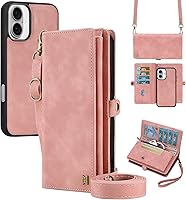 Vista 39 de Funda tipo cartera compatible con iPhone 13 Pro Max, multifunción, desmontable, 2 en 1, magnética, cartera para iPhone 13 Pro Max, con correa Verde