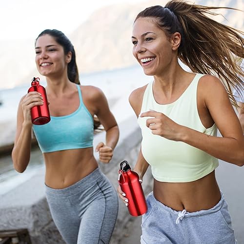 Vista 5 de CHENGU Paquete de 16 botellas de agua de aluminio de 20 onzas, botellas de agua reutilizables en blanco, botellas de aluminio ligeras para gimnasio