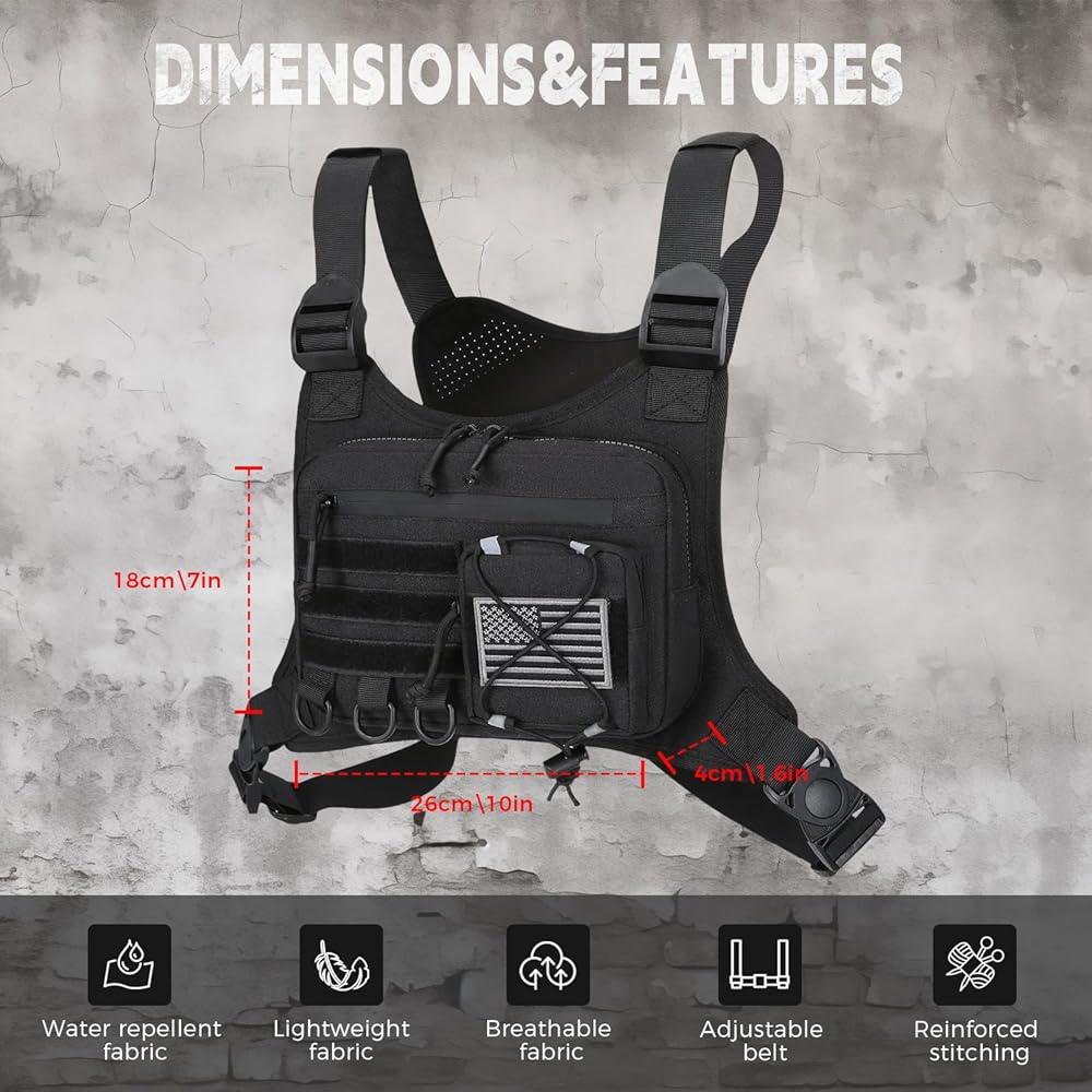 Outdoor Sports Chest Bag Tactical Chest Bag Reflective Vest Workout Gear For Running Hiking Cyclingnone 29122023 01 P - View #4