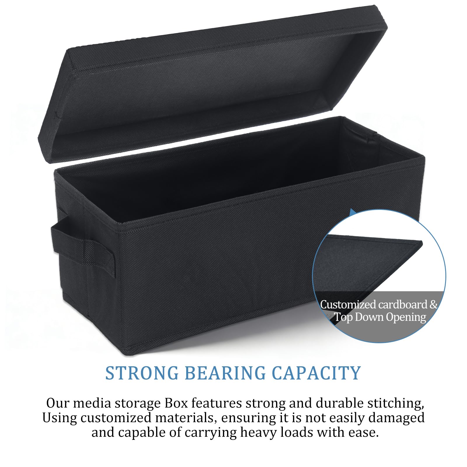 CCidea Cajas de almacenamiento para CD/DVD, paquete de 4 cajas de almacenamiento para CD, soportes de disco duraderos de 14 x 5.9 x 5.3 pulgadas con tapas, capacidad para hasta 32 CD en estuches