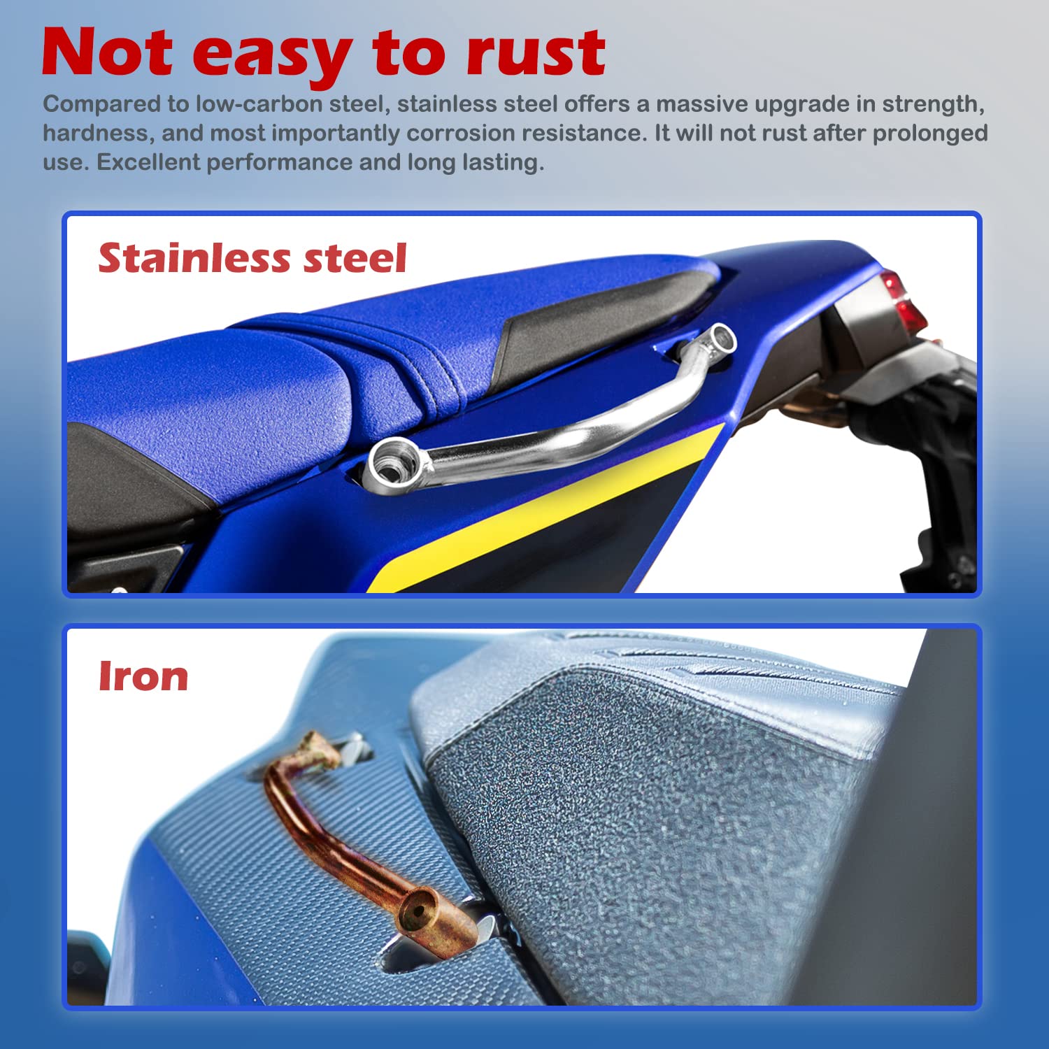 Motorrad Stahl Beifahrergriffe für TENERE 700 XTZ700 XTZ 700 2019 2020 2021 2022 2023 2024, Hintersitz Haltegriff Seitenhandlauf Hinten Sitz Griff Griffstange Kit, Chrom